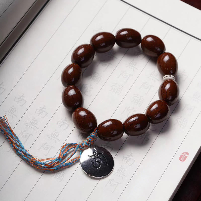 Tibetan Natural Purple Gold Rat OM Chinese Zodiac Nine Palaces Eight Diagrams Charm Wealth Bracelet