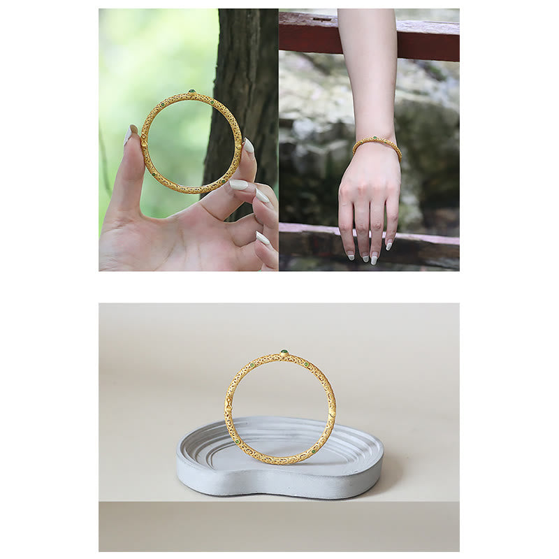 Cyan Jade Copper Auspicious Clouds Calm Healing Bracelet Bangle - Image 14