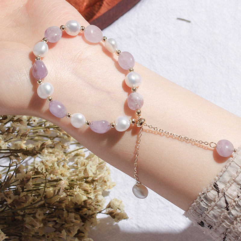 Natural Blue Aventurine Crystal Pearl Bead Healing Bracelet - Image 9