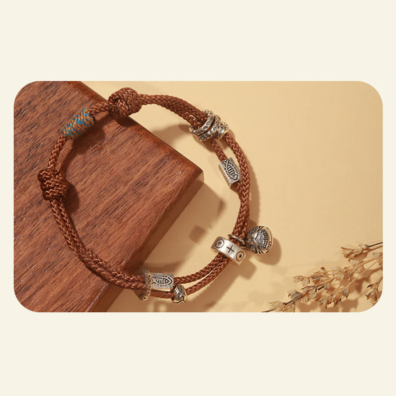 925 Sterling Silver Gold Swallowing Beast Koi Fish Wealth Handcrafted Braided Bracelet - Image 14