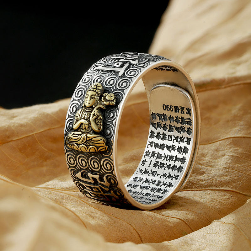 Chinese Zodiac Natal Buddha Wealth Luck Adjustable Ring