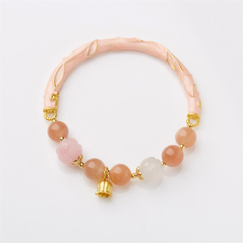 Sun Stone Golden Silk Jade Lily of the Valley Charm Positive Bracelet Bangle - Image 16