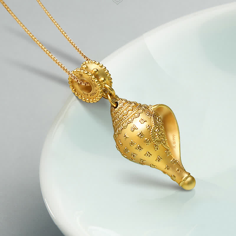 999 Sterling Silver Shankha Conch Shell Seashell Lucky Necklace Pendant - Image 7