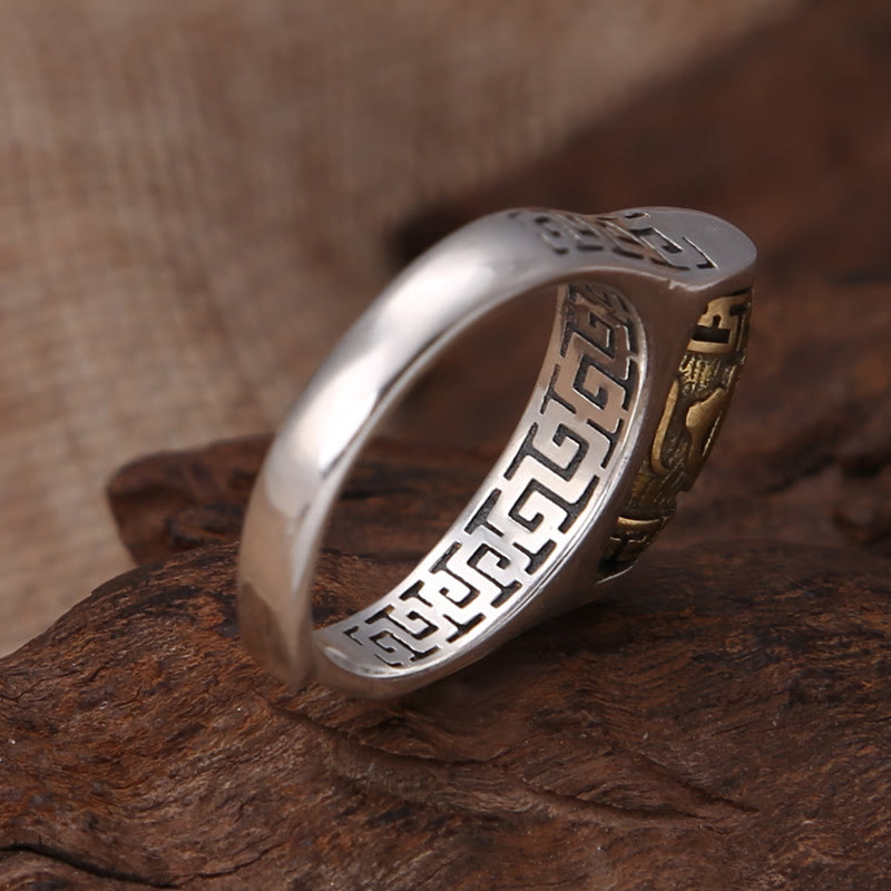 Tibet Om Mani Padme Hum Carved Design Purity Rotatable Ring - Image 5