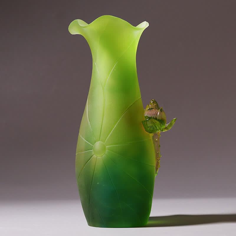 Feng Shui Lotus Handmade Liuli Crystal Art Piece Home Office Offering Decoration - Image 11