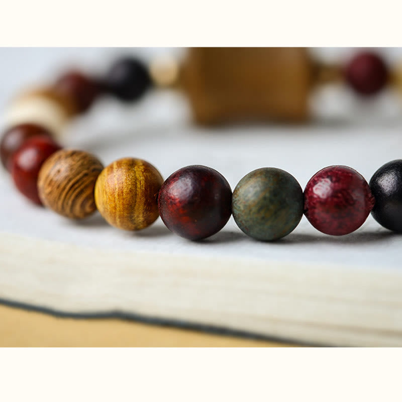 Tibet Multicolored Sandalwood Om Mani Padme Hum Protection Bracelet - Image 9