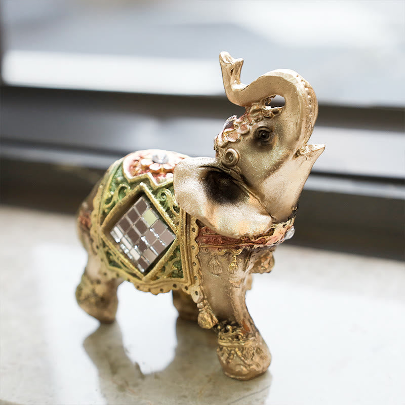 Lucky Feng Shui Green Elephant Statue Sculpture Wealth Figurine Gift Home Decoration - Image 3