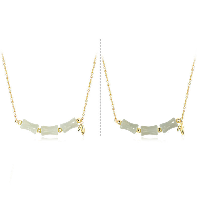 925 Sterling Silver Hetian Jade Bamboo Fu Character Prosperity Necklace Pendant Bracelet - Image 12