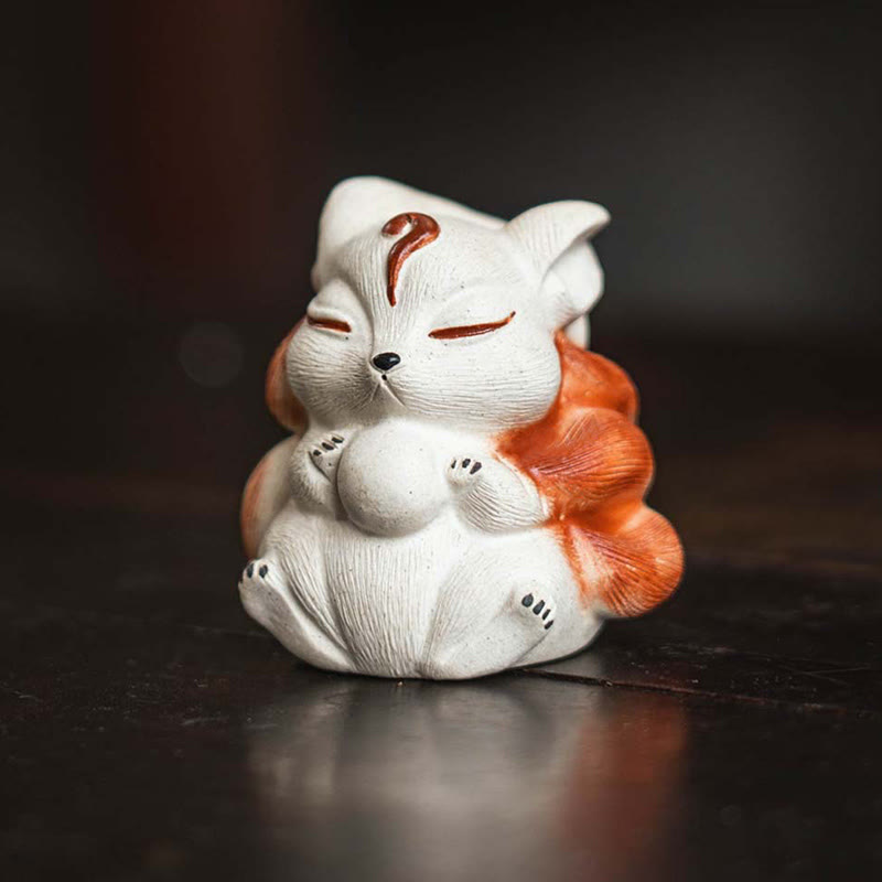 Mini Nine Tailed Fox Purple Clay Luck Desk Decoration - Image 7