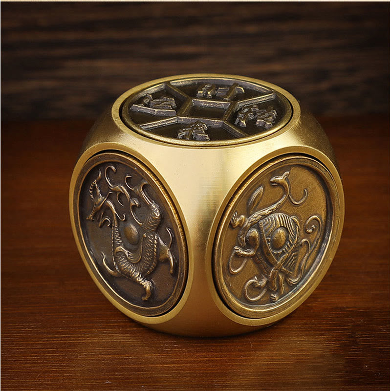 Four Beasts Feng Shui Yin Yang Bagua Copper Coin Harmony Rotatable Decoration - Image 3