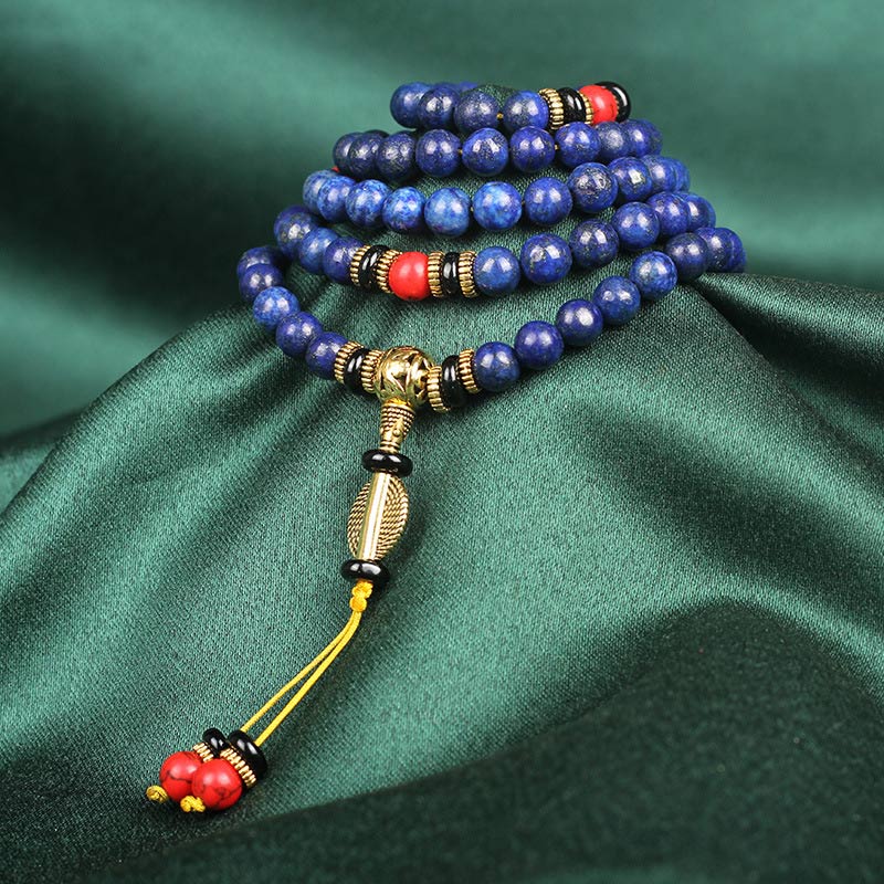 Tibetan Mala Lapis Lazuli Positive Bracelet - Image 3