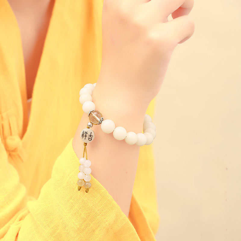 Bodhi Seed Red Agate Black Obsidian Pink Crystal Rutilated Quartz Peace Wrist Mala Bracelet - Image 13