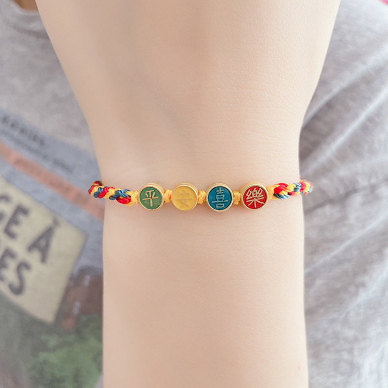 Handmade Dunhuang Color Thread Peace And Joy Protection Braid String Bracelet - Image 9