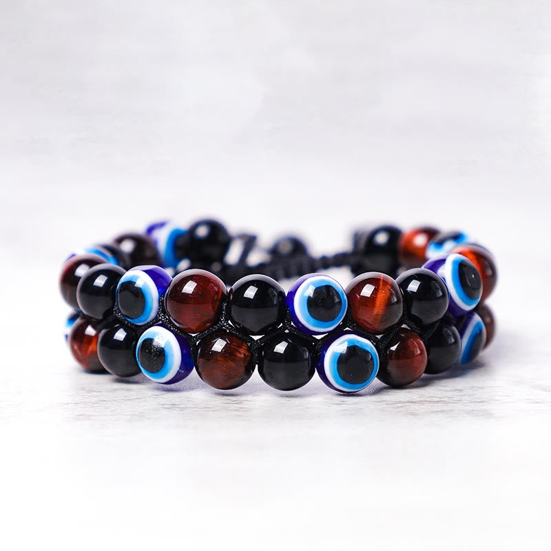 Evil Eye Hematite Tiger Eye Protection Beaded Bracelet - Image 13