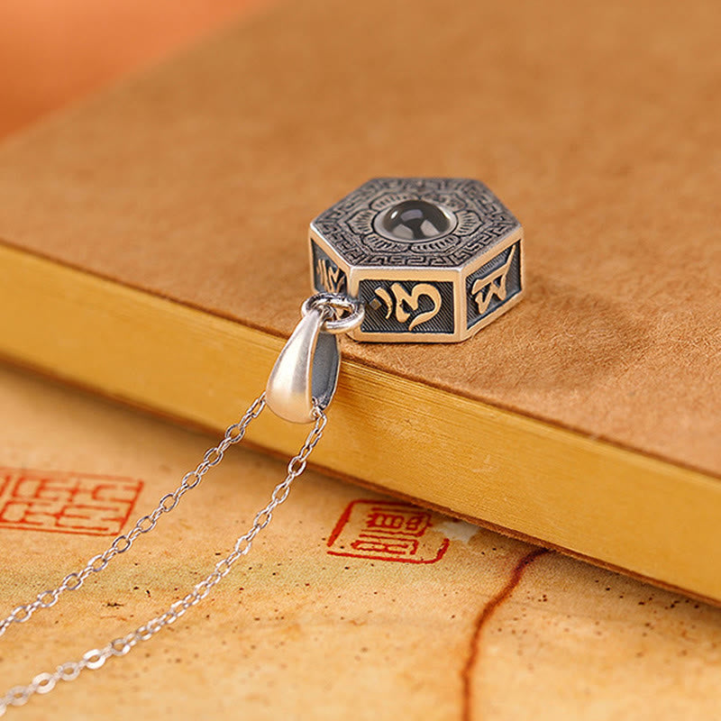 990 Sterling Silver Tibetan Om Mani Padme Hum Lotus Love Projection Necklace Pendant - Image 6