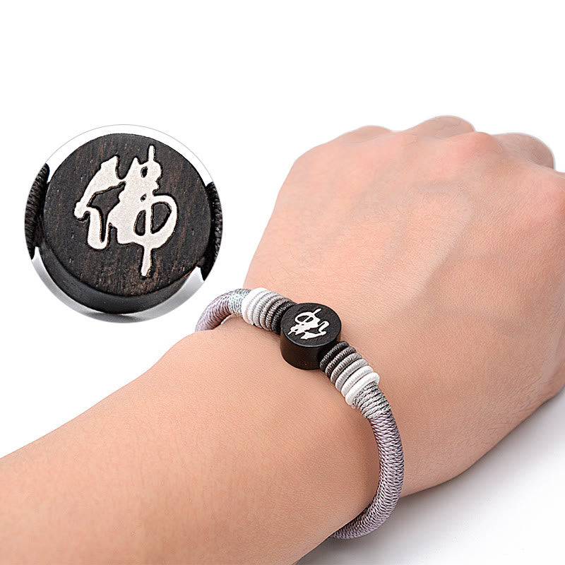 Buddha Character Ebony Handcrafted Rope Bracelet - Image 4