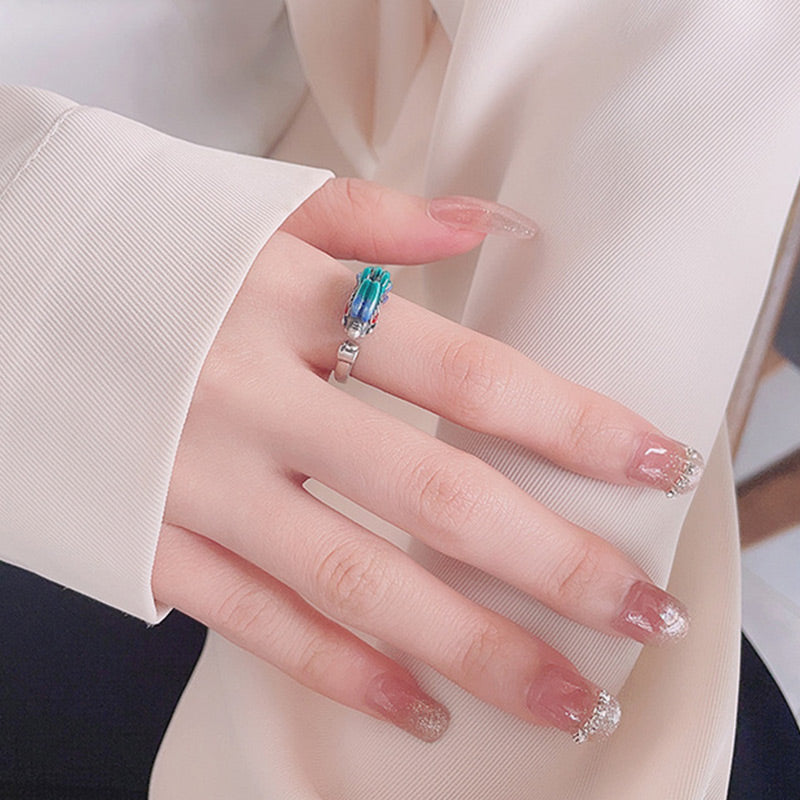 925 Sterling Silver Year Of The Dragon Luck Protection Adjustable Metal Ring - Image 7