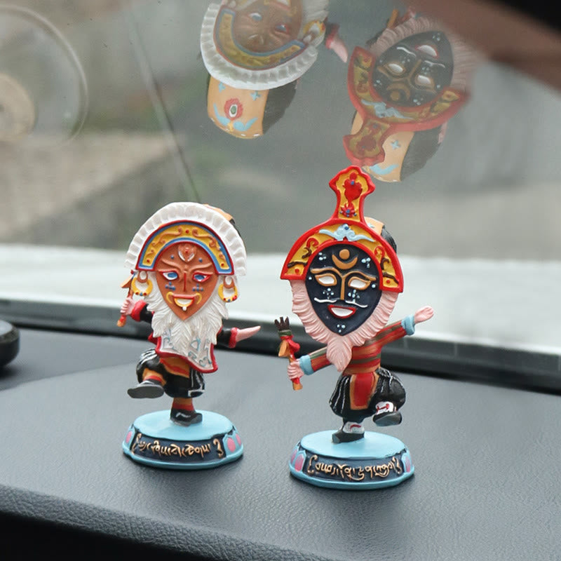 Tibetan Opera Face Mask Puppet Home Office Car Decoration Ornament - Image 5