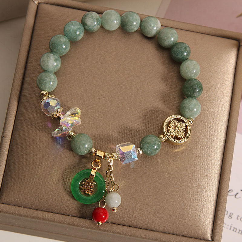 Strawberry Quartz Jade Fu Character Charm Healing Bracelet - Image 12