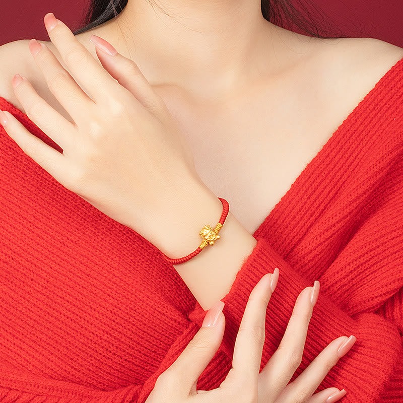 999 Sterling Silver Year of the Dragon Copper Coin Fortune Dragon Fu Character Luck Handcrafted Red String Braided Bracelet - Image 14