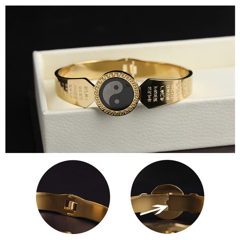 Yin Yang Lotus Om Mani Padme Hum Mantra Titanium Steel Harmony Bracelet Bangle - Image 6