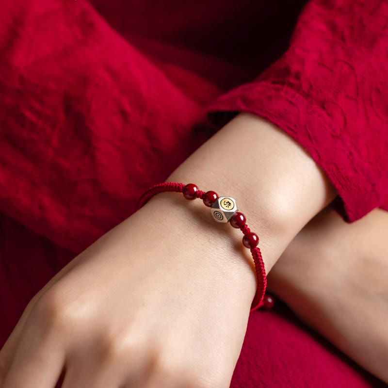 925 Sterling Silver Chinese Zodiac Natal Buddha Cinnabar Calm Bracelet - Image 10