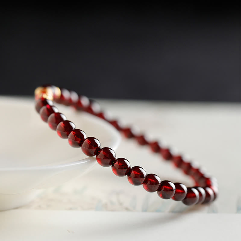 999 Gold Koi Fish Natural Garnet Protection Bracelet - Image 4