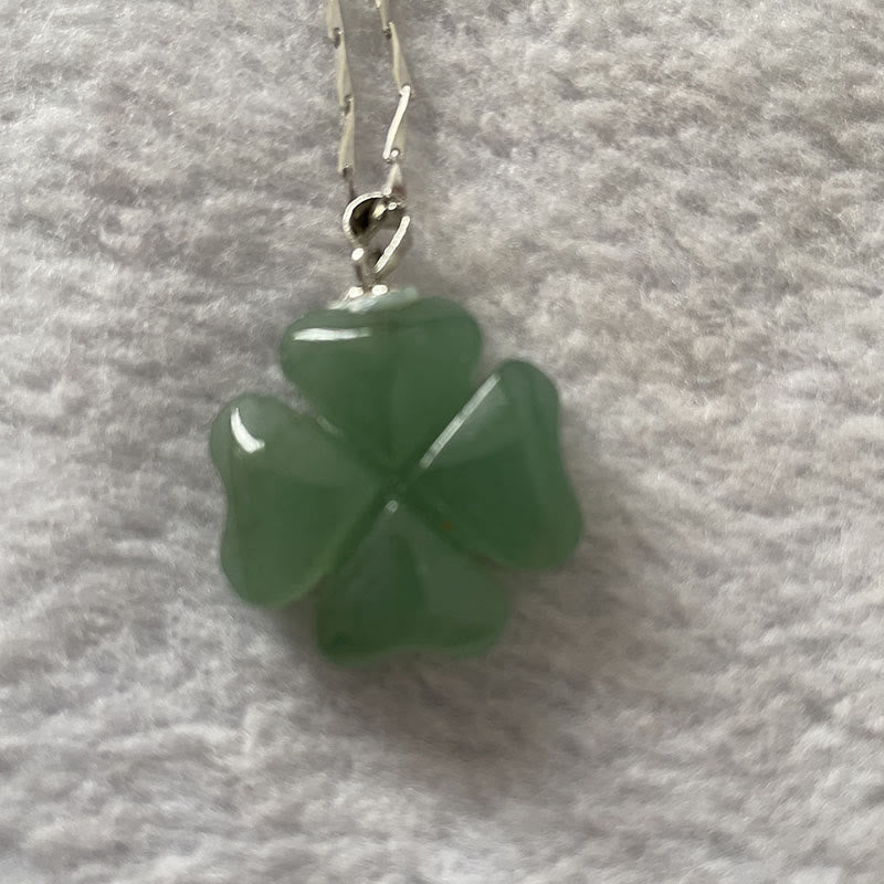 925 Sterling Silver Green Aventurine Four Leaf Clover Luck Leather Rope Necklace Pendant - Image 10