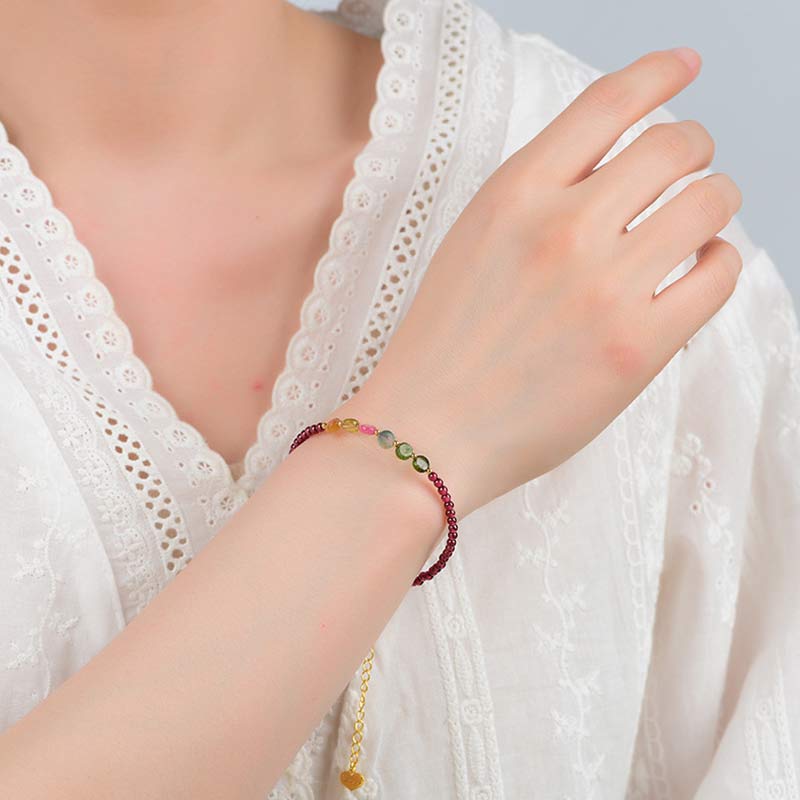 Garnet Tourmaline Butterfly Protection Bracelet Anklet - Image 4