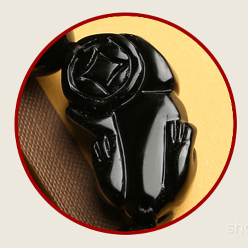 Natural Gold Sheen Obsidian PiXiu Om Mani Padme Hum Wealth Braided Bracelet - Image 13