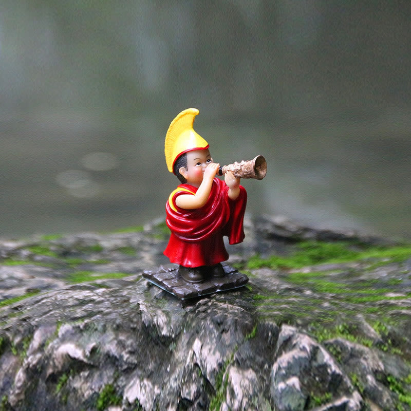 Hand Painted Tibetan Lama Figures Carved Creative Home Office Car Decoration Ornament - Image 5