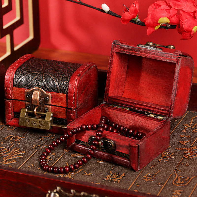 Retro Small Wood Jewelry Box Lotus Golden Grape Copper Coin Daffodil Grass Flower Jewelry Storage Box - Image 17