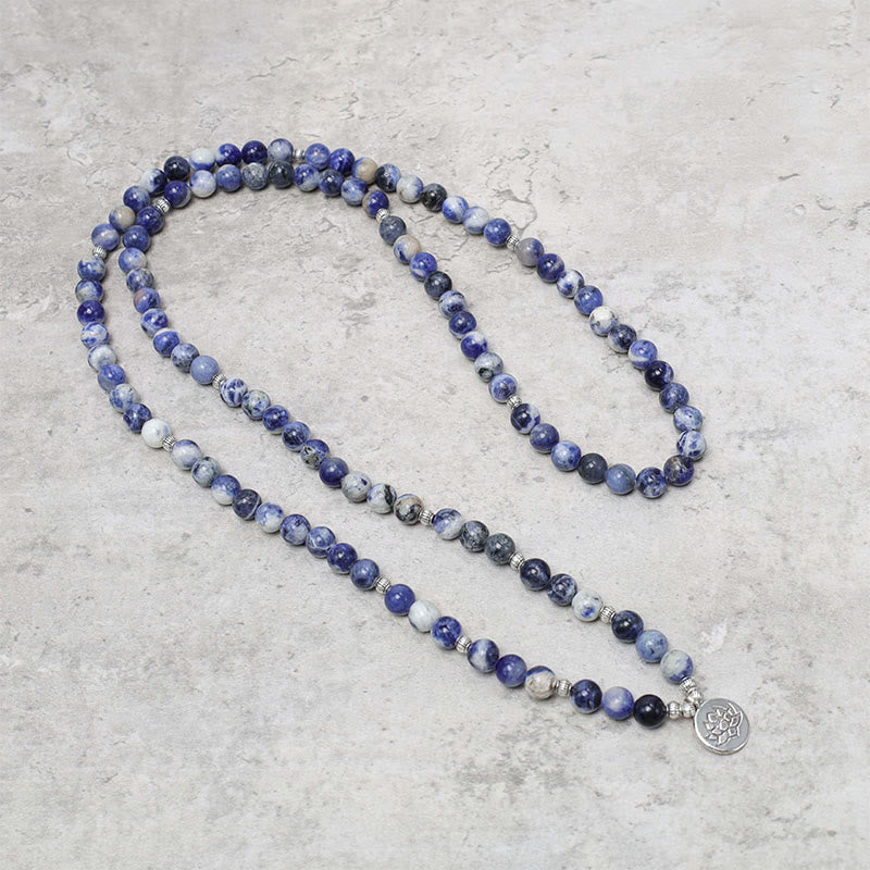 Natural Blue Aventurine Lotus Peace Necklace Bracelet - Image 7