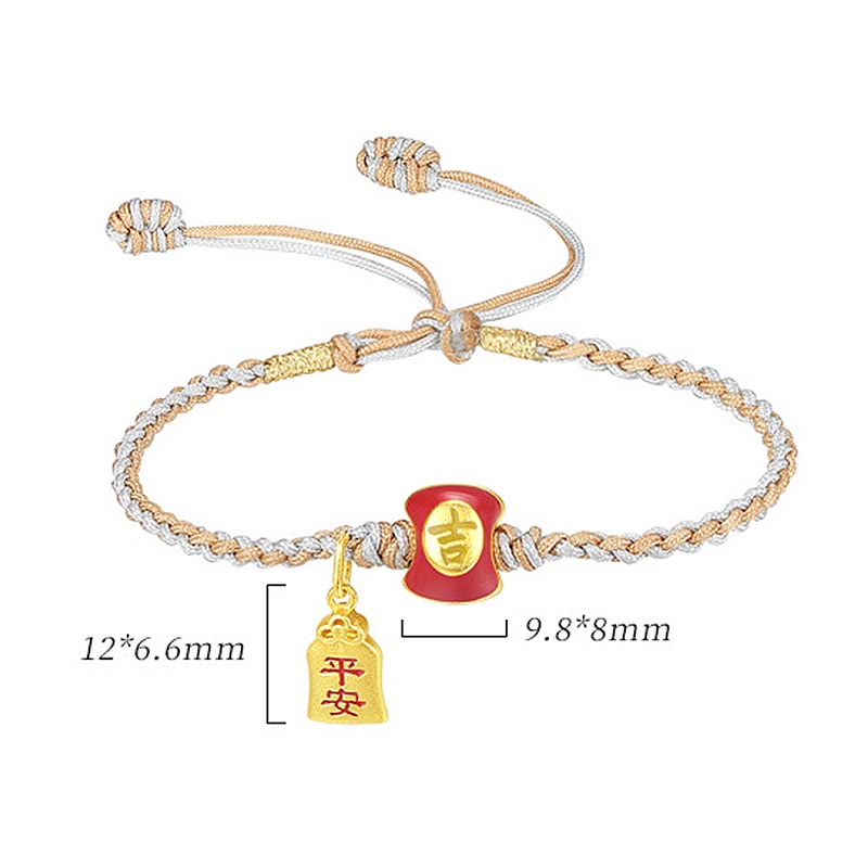 925 Sterling Silver Handmade Auspicious Chinese Character Blessing Braided String Bracelet - Image 11