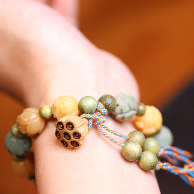 Bodhi Seed Lotus Green Sandalwood Wisdom Harmony Bracelet - Image 7
