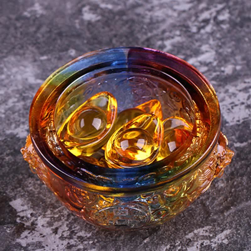 Handmade Liuli Crystal Treasure Bowl Art Piece Home Decoration - Image 8