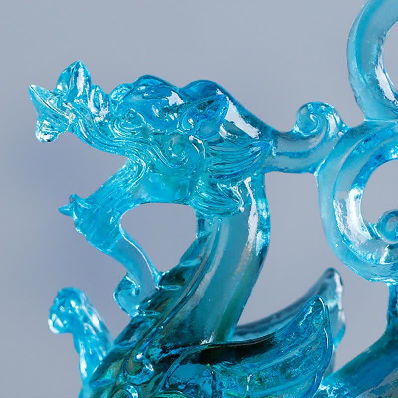 Feng Shui Four Symbols Azure Dragon Handmade Liuli Crystal Art Piece Home Office Decoration - Image 5