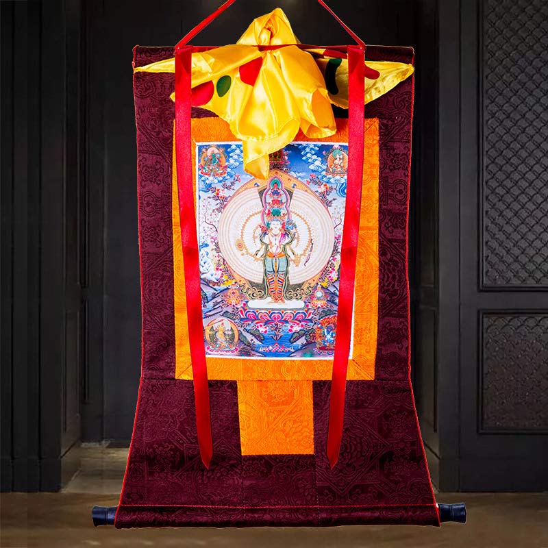 Tibetan Thousand-handed Avalokitesvara Framed Thangka Blessing Decoration - Image 4