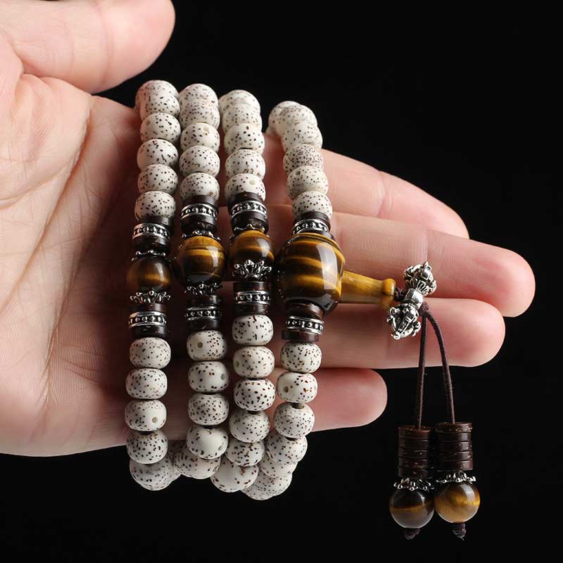 Handmade Tibetan Tiger Eye Bodhi Seed Peace Bracelet - Image 7