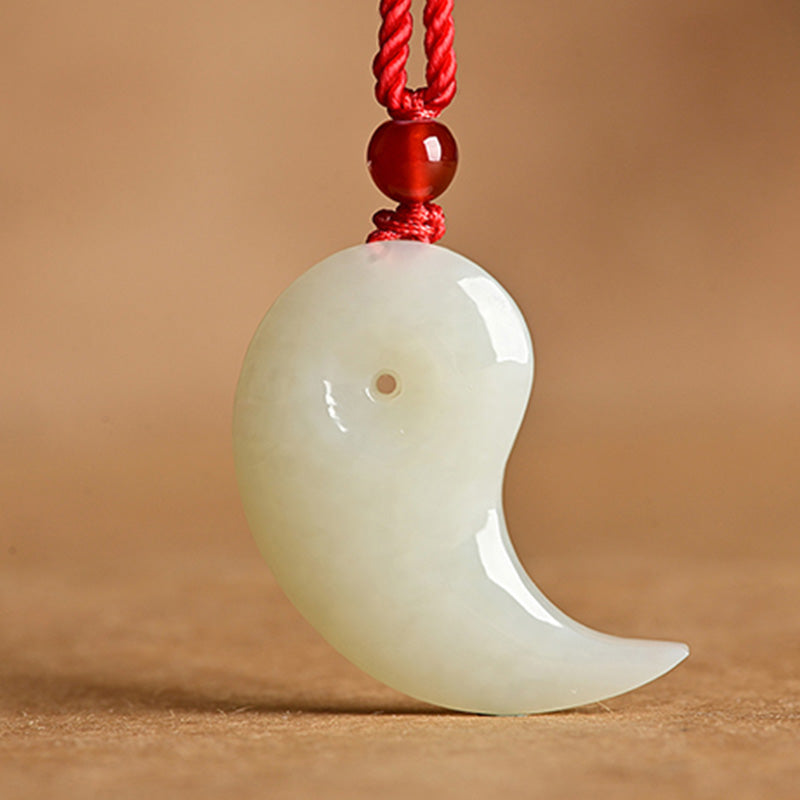 Yin Yang White Jade Cyan Jade Protection Blessing Necklace String Pendant - Image 8