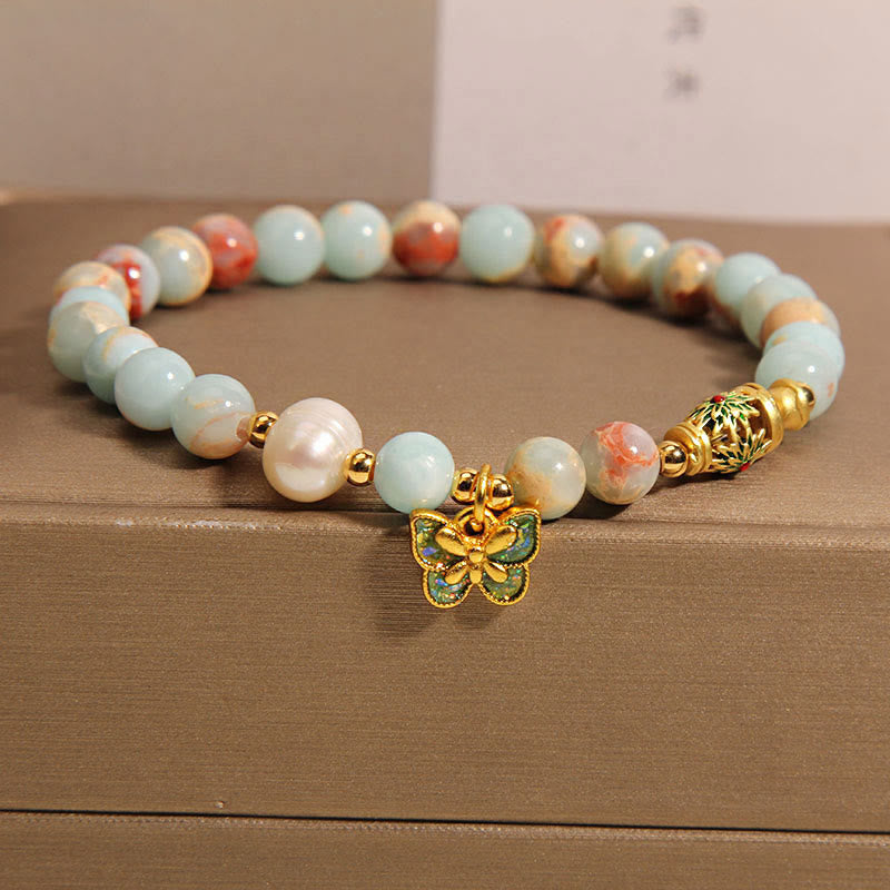 Shoushan Stone Pearl Butterfly Wealth Bracelet