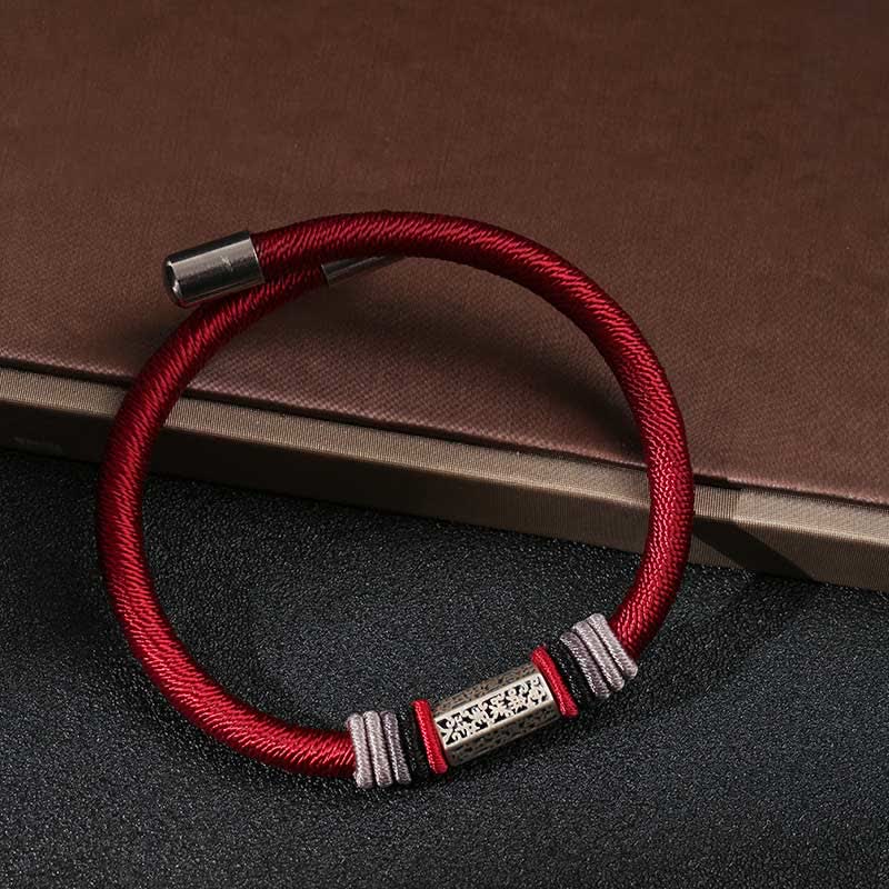 925 Sterling Silver Om Mani Padme Hum Peace Red String Bracelet - Image 6