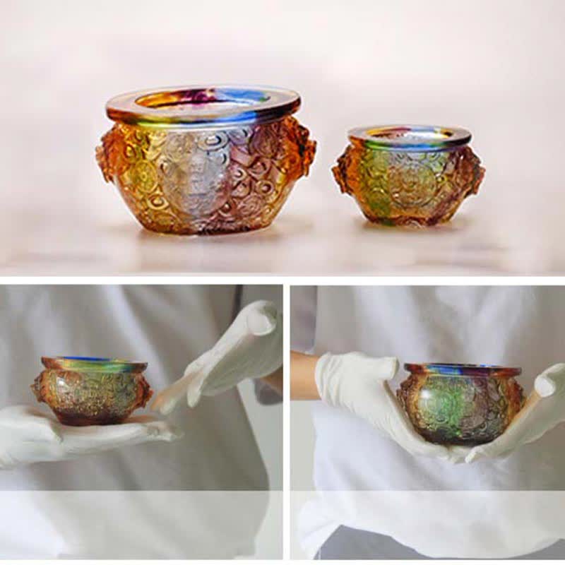 Handmade Liuli Crystal Treasure Bowl Art Piece Home Decoration - Image 20