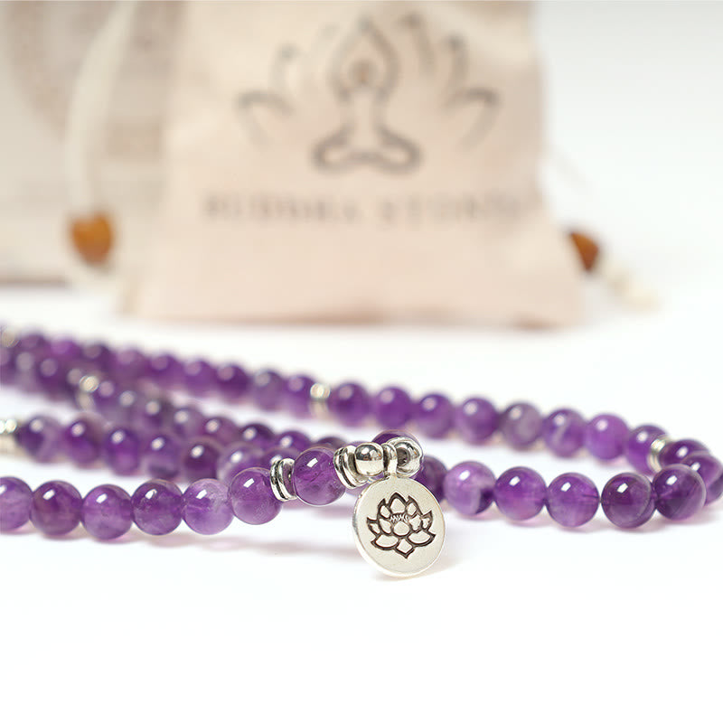 Natural Amethyst Purification Mala Bracelet - Image 9