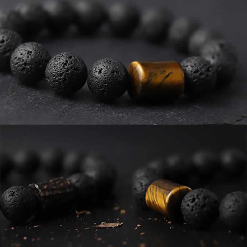 Lava Rock Ebony Wood Tiger Eye Healing Bracelet - Image 16