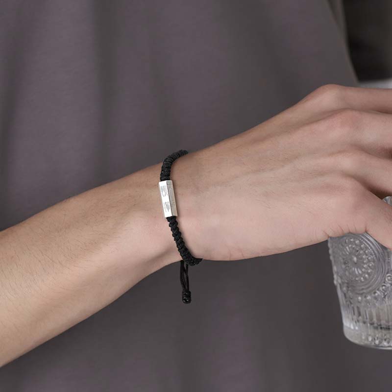 925 Sterling Silver Letter Engraving Blessing String Bracelet - Image 9