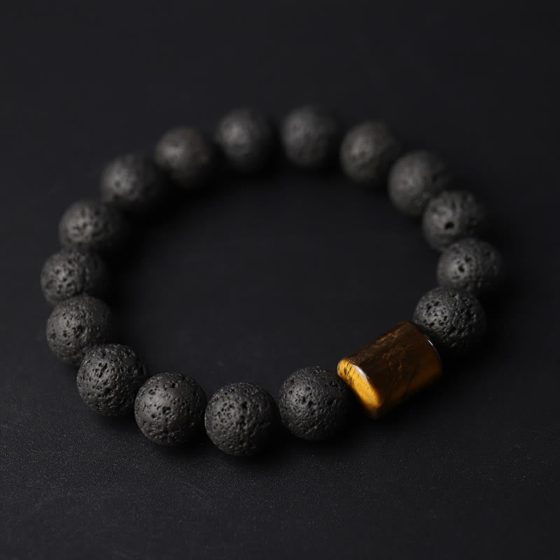 Lava Rock Ebony Wood Tiger Eye Healing Bracelet - Image 13