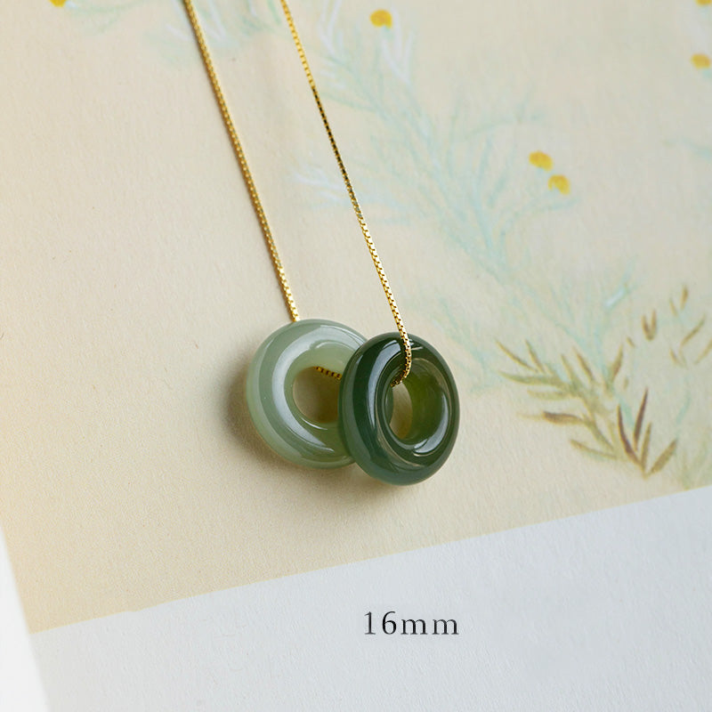 Natural Round Jade Peace Buckle Luck Abundance Necklace Pendant - Image 20