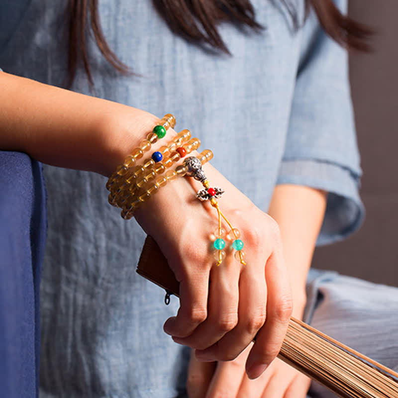 925 Sterling Silver 108 Mala Beads Natural Citrine Red Agate Amber Pleasure Charm Bracelet - Image 19