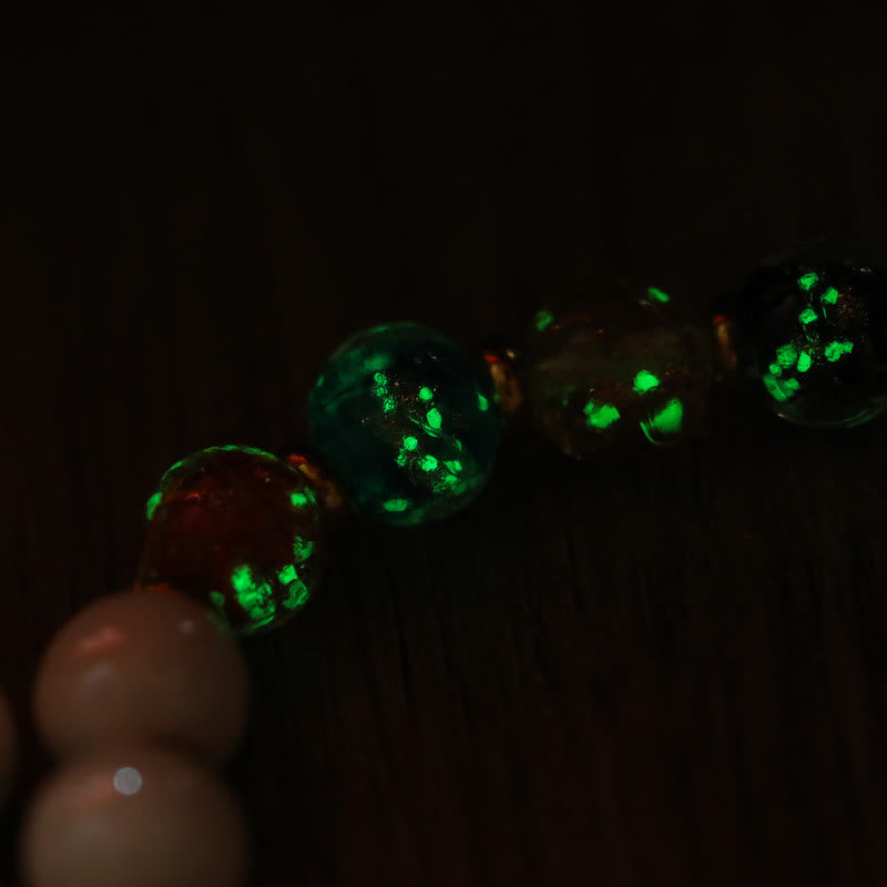 Tibetan Incense Ash Porcelain Luminous Fluorescent Liuli Glass Bead Gourd Copper Coin Charm Peace Bracelet - Image 5